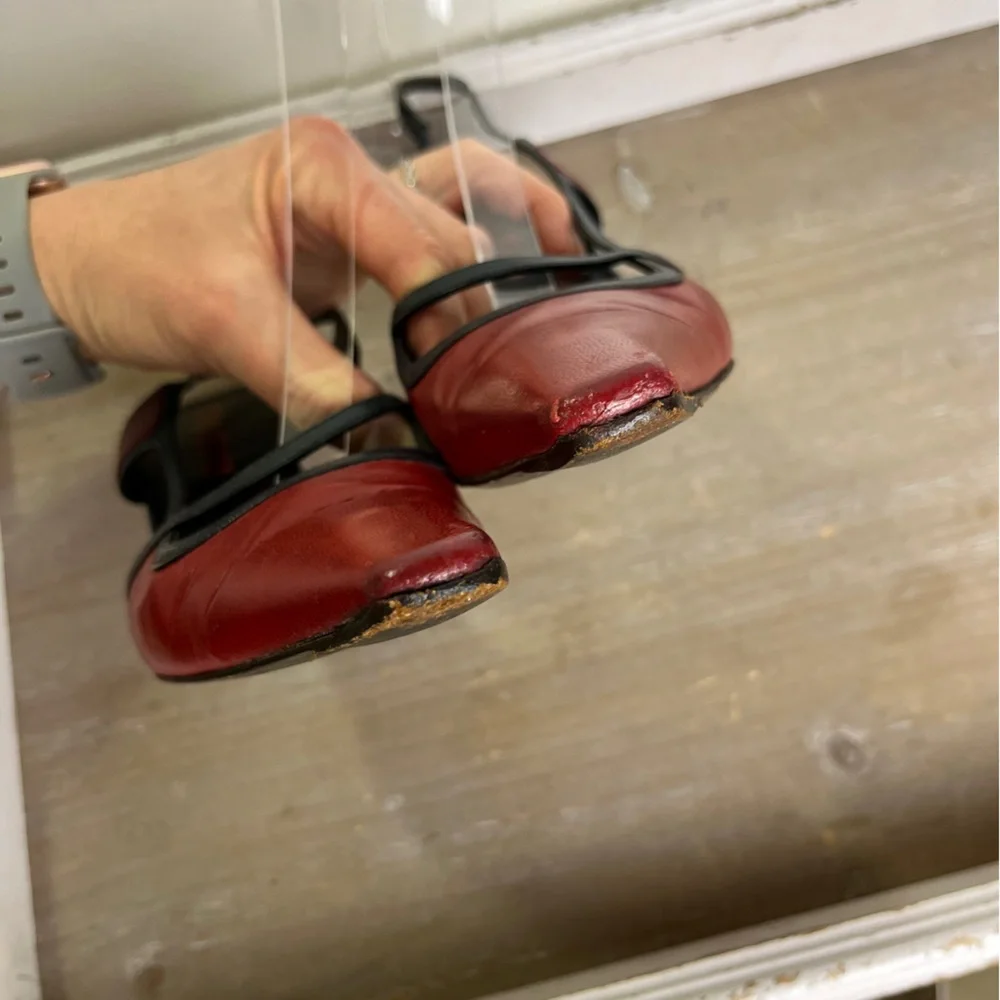 Miu Miu Red Leather Slingback Heels Square Toe Italy 38 Y2K Prada Grunge Punk - Picture 6 of 15